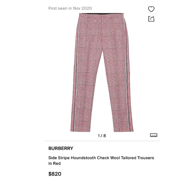 Burberry Wool Houndstooth Check Tailored Trousers Sz 8 New - Picture 2 of 16